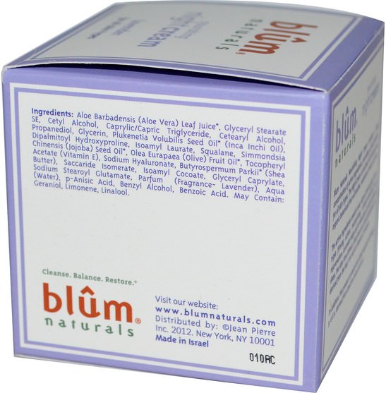 健康，皮膚，晚霜，美容，面部護理 - Blum Naturals, Nourishing Night Cream, Lavender, 1.69 oz (50 ml)