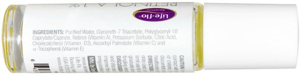 健康，皮膚血清，美容，面部護理，視黃醇皮膚 - Life Flo Health, Retinol A 1% Roll On, 7 ml