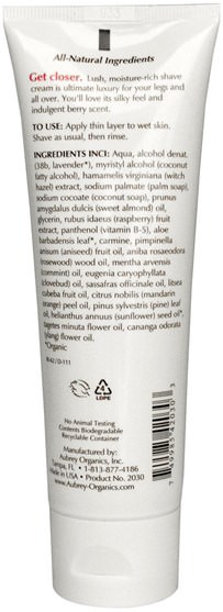 健康，皮膚，剃須膏 - Aubrey Organics, Creme de la Shave, Raspberry Honey, 4 fl oz (118 ml)