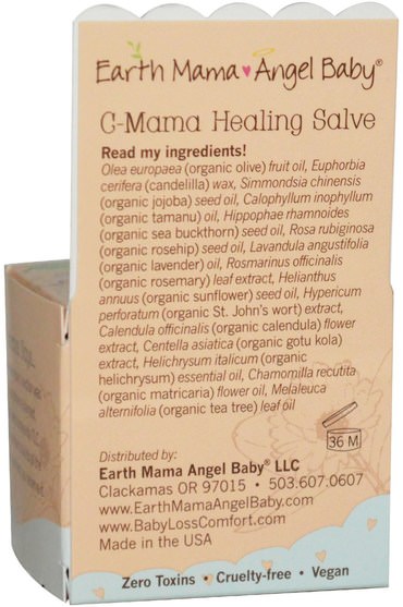 健康，皮膚，妊娠紋疤痕，產後 - Earth Mama Angel Baby, C-Mama Healing Salve, 1 fl oz (30 ml)