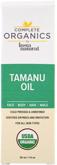 健康，皮膚，tamanu油 - InstaNatural, Complete Organics, Tamanu Oil, 1 fl oz (30 ml)