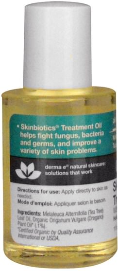 健康，皮膚，茶樹，茶樹製品 - Derma E, Skinbiotics Treatment Oil, with Tea Tree and Oregano, 1 fl oz (30 ml)