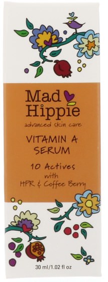 健康，皮膚，維生素c，皮膚血清 - Mad Hippie Skin Care Products, Vitamin A Serum, 1.02 fl oz (30 ml)