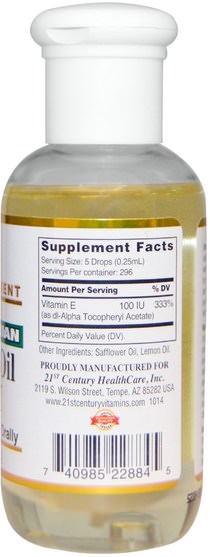 健康，皮膚，維生素E油霜 - 21st Century, Vitamin E Oil, 30.000 IU, 2.5 fl oz (74 ml)