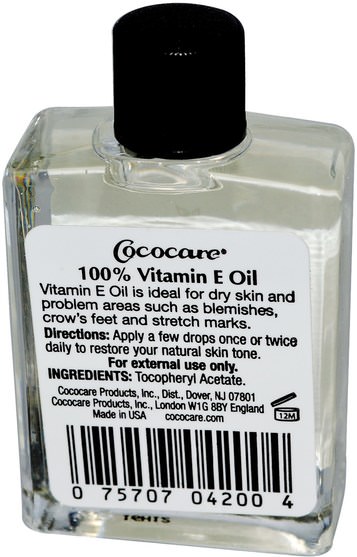 健康，皮膚，維生素E油霜 - Cococare, 100% Vitamin E Oil, 28.000 IU, 1 fl oz (30 ml)