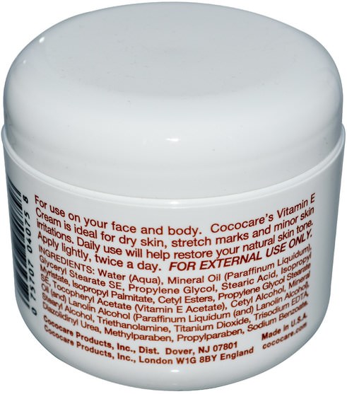 健康，皮膚，維生素E油霜，妊娠紋疤痕 - Cococare, Vitamin E Cream, 12.000 IU, 4 oz (110 g)