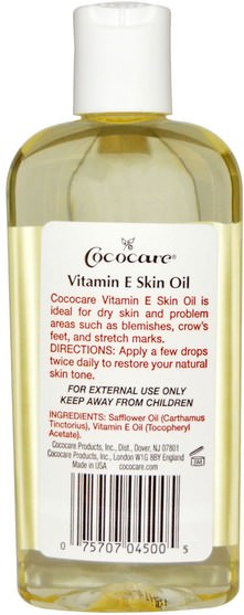 健康，皮膚，維生素E油霜，妊娠紋疤痕 - Cococare, Vitamin E Skin Oil, 4 fl oz (120 ml)