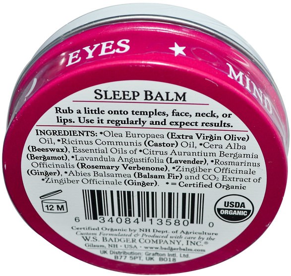 健康，睡眠支持 - Badger Company, Sleep Balm, Lavender & Bergamot, 2 oz (56 g)
