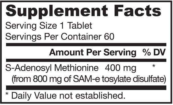 健康，藥物濫用，成癮，sam-e（s-adenosyl methionine），sam-e 400 mg - Jarrow Formulas, SAM-e (S-Adenosyl-L-Methionine) 400, 60 Enteric-Coated Tablets