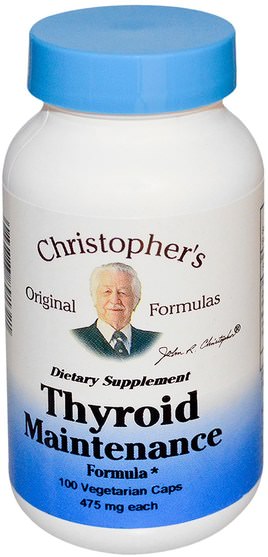 健康，甲狀腺 - Christophers Original Formulas, Thyroid Maintenance Formula, 475 mg, 100 Veggie Caps
