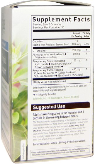 健康，甲狀腺 - Gaia Herbs, Thyroid Support, 60 Vegetarian Liquid Phyto-Caps