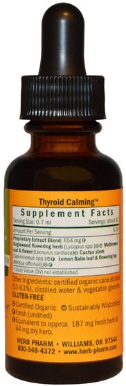 健康，甲狀腺 - Herb Pharm, Thyroid Calming, System Restoration, 1 fl oz (30 ml)