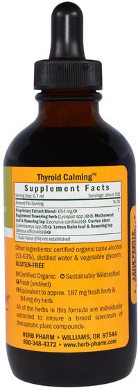 健康，甲狀腺 - Herb Pharm, Thyroid Calming, System Restoration, 4 fl oz (120 ml)