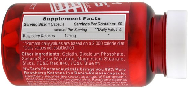 健康，減肥，飲食 - Hi Tech Pharmaceuticals, Raspberry Ketones, 125 mg, 90 Capsules