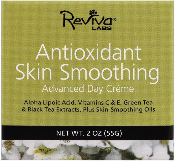 健康，婦女，阿爾法硫辛酸奶油噴霧，面霜一天 - Reviva Labs, Antioxidant Skin Smoothing Day Cream, 2 oz (55 g)