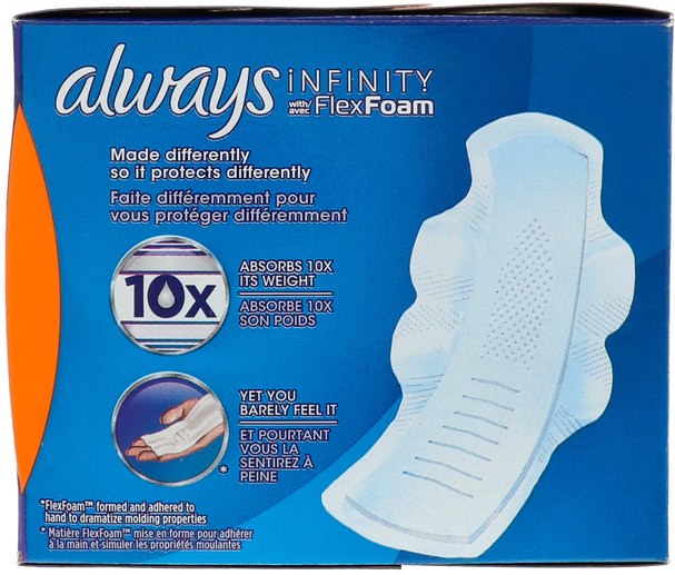 健康，女性 - Always, Infinity Flex Foam with Wings, Size 4, Overnight, 14 Pads