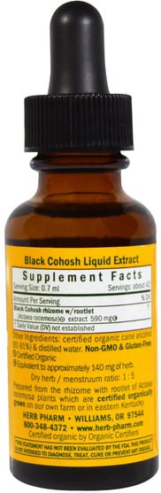健康，女性，黑升麻 - Herb Pharm, Black Cohosh, 1 fl oz (30 ml)