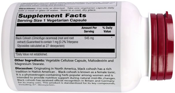 健康，女性，黑升麻 - Solaray, Black Cohosh, 545 mg, 120 Veggie Caps