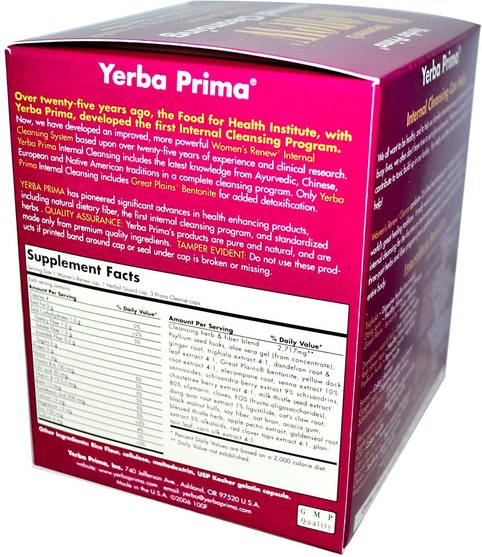 健康，女性，排毒 - Yerba Prima, Womens Renew Internal Cleansing, 3 Part Program