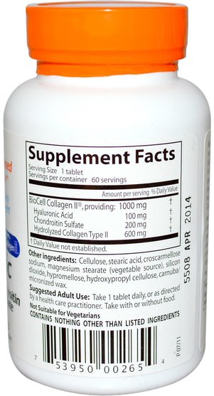 健康，女性，透明質酸，骨骼，骨質疏鬆症 - Doctors Best, Best Hyaluronic Acid with Chondroitin Sulfate, 60 Tablets
