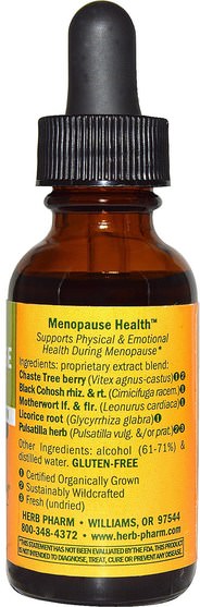 健康，女性，更年期 - Herb Pharm, Menopause Health, 1 fl oz (29.6 ml)