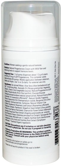 健康，女性，黃體酮霜產品 - Now Foods, Natural Progesterone, Liposomal Skin Cream, Calming Lavender, 3 oz (85 g)