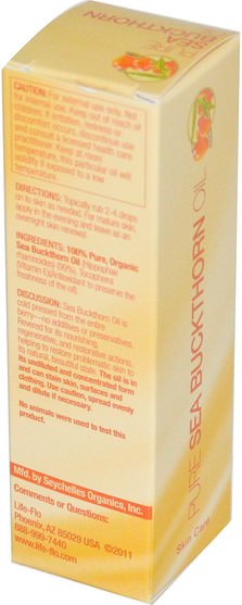 健康，女性，皮膚，沐浴，美容，沙棘美容 - Life Flo Health, Pure Sea Buckthorn Oil, 1 fl oz (30 ml)