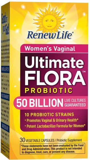 健康，女性，補品，益生菌 - Renew Life, Womens Vaginal, Ultimate Flora Probiotic, 50 Billion Live Cultures, 30 Vegetable Capsules