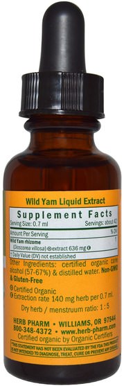 健康，女性，野生山藥 - Herb Pharm, Wild Yam, 1 fl oz (30 ml)