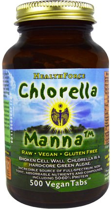 Chlorella Manna, 500 VeganTabs by HealthForce Nutritionals, 補品，超級食品，小球藻 HK 香港