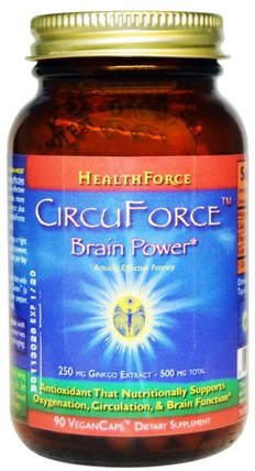 CircuForce, Brain Power, 90 Vegan Caps by HealthForce Nutritionals, 補充劑，抗氧化劑，銀杏葉 HK 香港