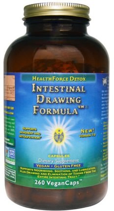 Intestinal Drawing Formula Capsules, 260 Veggie Caps by HealthForce Nutritionals, 健康，排毒 HK 香港