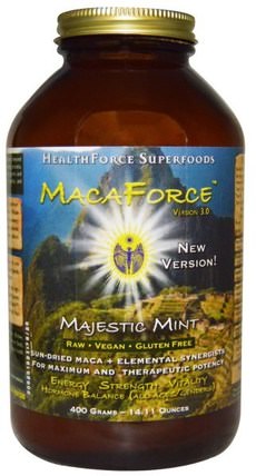 MacaForce, Version 3.0, Majestic Mint, 14.11 oz (400 g) by HealthForce Nutritionals, 補品，adaptogen，超級食品 HK 香港