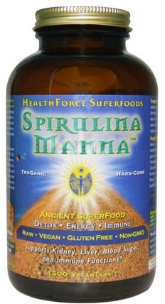 Spirulina Manna, 1500 VeganTabs by HealthForce Nutritionals, 補充劑，螺旋藻 HK 香港