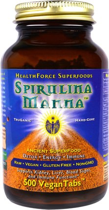 Spirulina Manna, 500 VeganTabs by HealthForce Nutritionals, 補充劑，螺旋藻 HK 香港