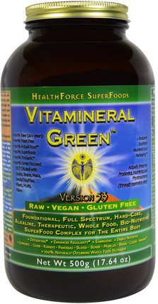 Vitamineral Green, Version 5.3, 17.64 oz (500 g) by HealthForce Nutritionals, 補品，超級食品，綠色蔬菜 HK 香港