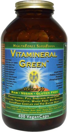 Vitamineral Green, Version 5.3, 400 VeganCaps by HealthForce Nutritionals, 補品，超級食品，綠色蔬菜 HK 香港