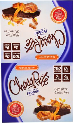ChocoRite Protein Bar, Peanut Butter, 16 Bars - 1.2 oz (34 g) Each by HealthSmart Foods, 運動，蛋白質棒 HK 香港