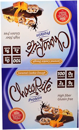 ChocoRite Protein Bars, Caramel Cookie Dough, 16 Bars, 1.20 oz (34 g) Each by HealthSmart Foods, 補品，營養棒，運動 HK 香港