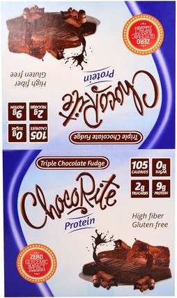 ChocoRite Protein Bars, Triple Chocolate Fudge, 16 Bars - 1.2 oz (34 g) Each by HealthSmart Foods, 補充劑，營養棒，蛋白棒 HK 香港