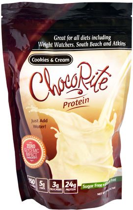 ChocoRite Protein, Cookies & Cream, 14.7 oz (418 g) by HealthSmart Foods, 補充劑，蛋白質 HK 香港