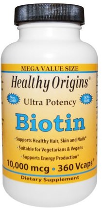 Biotin, Ultra Potency, 10.000 mcg, 360 Vcaps by Healthy Origins, 維生素，維生素B，生物素 HK 香港