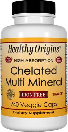 Chelated Multi Mineral, Iron Free, 240 Veggie Caps by Healthy Origins, 補品，礦物質，多種礦物質 HK 香港