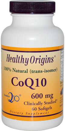 CoQ10, Kaneka Q10, 600 mg, 60 Softgels by Healthy Origins, 補充劑，抗氧化劑，泛醇qh，輔酶q10，coq10 600毫克 HK 香港