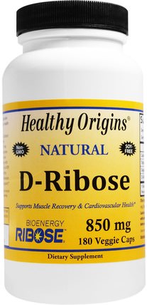 D-Ribose, Natural, 850 mg, 180 Veggie Caps by Healthy Origins, 運動，核糖，肌肉 HK 香港