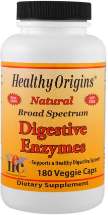 Digestive Enzymes, Broad Spectrum, 180 Veggie Caps by Healthy Origins, 補充劑，消化酶，消化酶廣譜 HK 香港