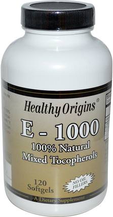 E-1000, 120 Softgels by Healthy Origins, 維生素，維生素e HK 香港