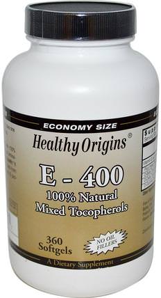 E-400, 400 IU, 360 Softgels by Healthy Origins, 維生素，維生素e HK 香港
