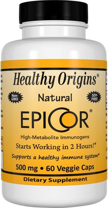 EpiCor, 500 mg, 60 Veggie Caps by Healthy Origins, 補充劑，β-葡聚醣，感冒和病毒，epicor HK 香港