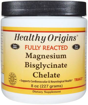 Fully Reacted Magnesium Bisglycinate Chelate, 8 oz (227 g) by Healthy Origins, 補品，礦物質，鎂螯合物 HK 香港
